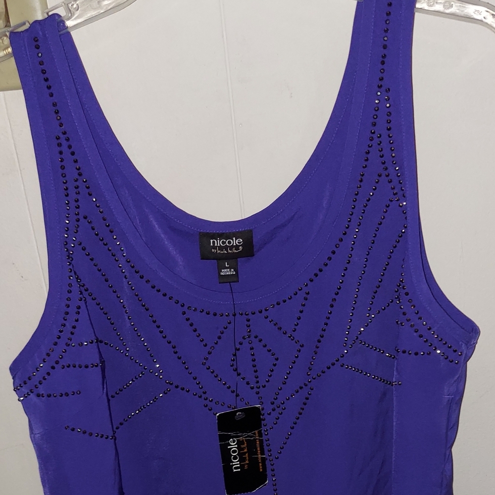 nicole by Nicole Miller Purple Embellished Camisole Size Small